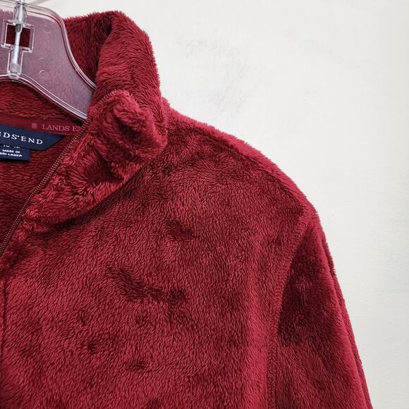 Lands' End super soft plush 1/4 zip pullover red fleece woman's size medium - Picture 4 of 9